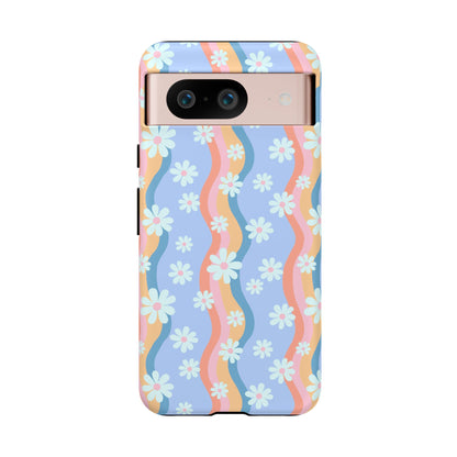 Blue Wavy Daisy Phone Case