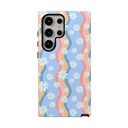 Blue Wavy Daisy Phone Case