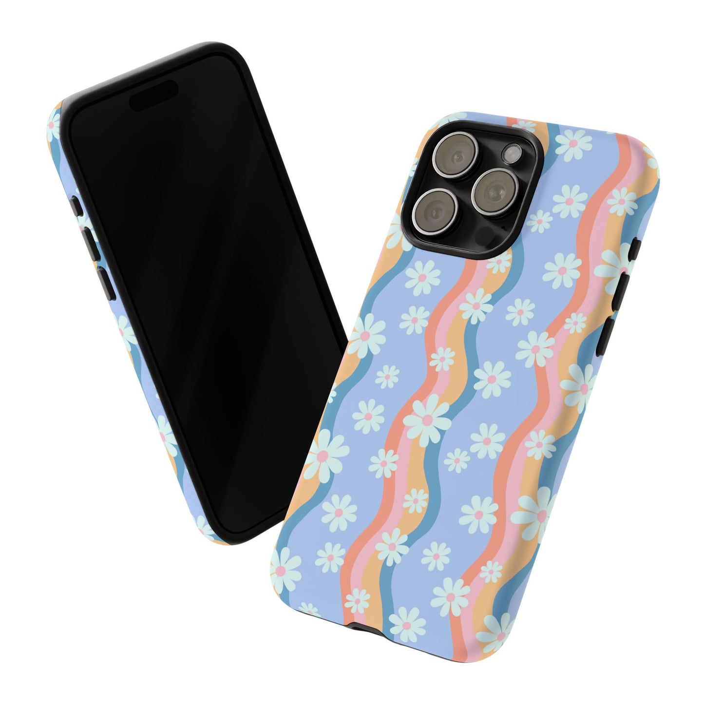 Blue Wavy Daisy Phone Case