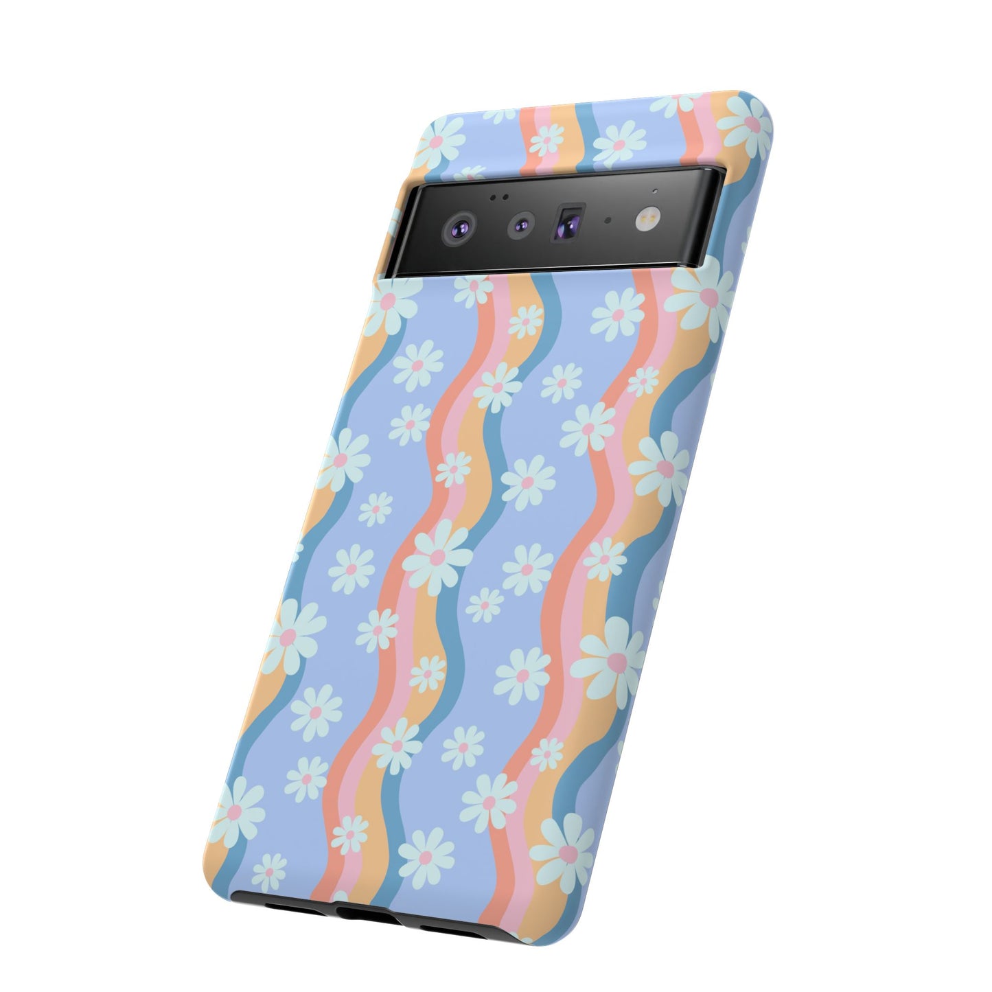 Blue Wavy Daisy Phone Case