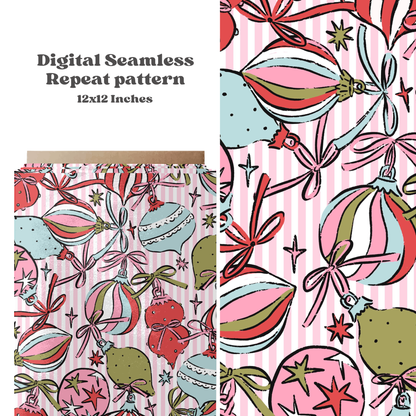 Bright Festive Ornament Stripe