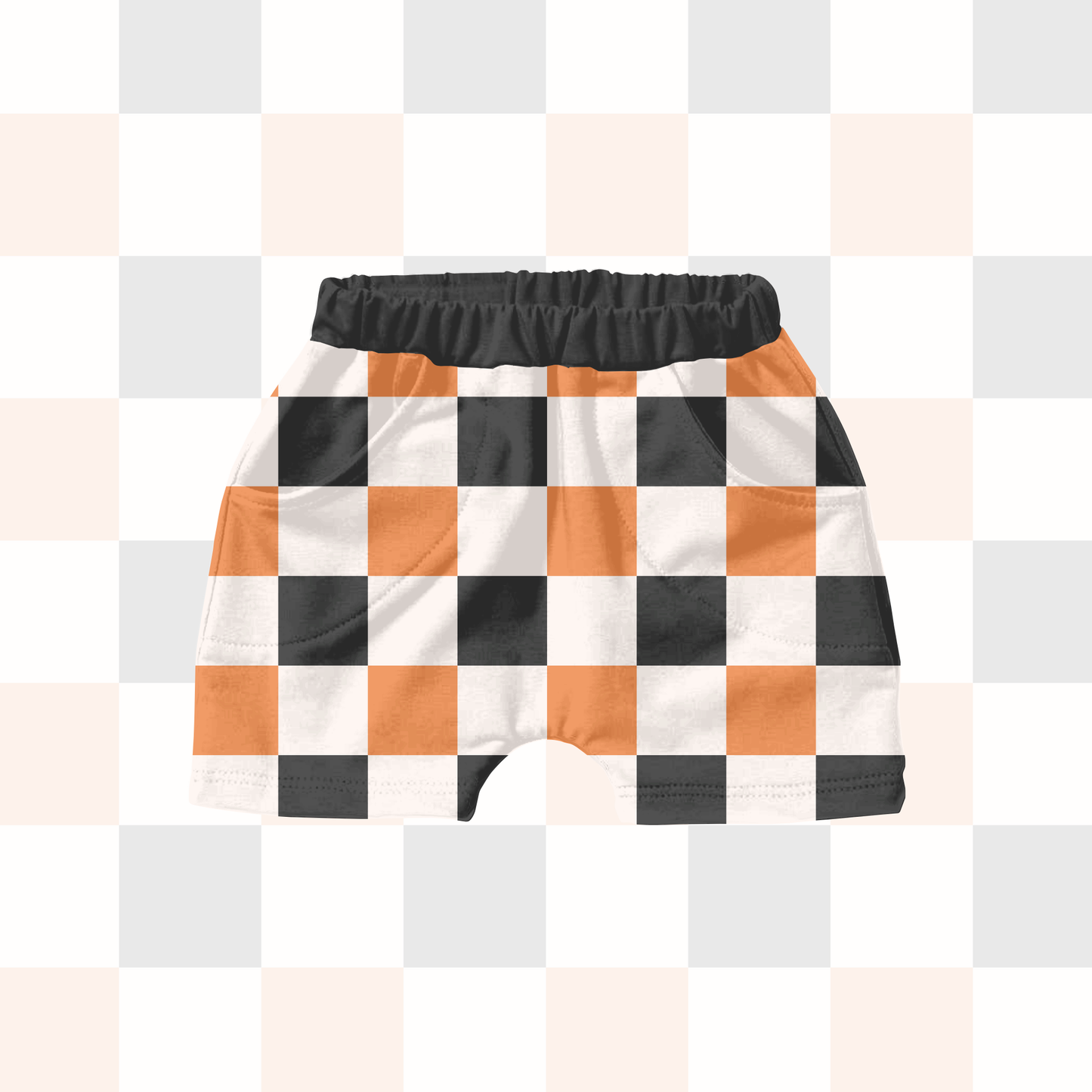 Black and Orange Checkered Seamless Pattern