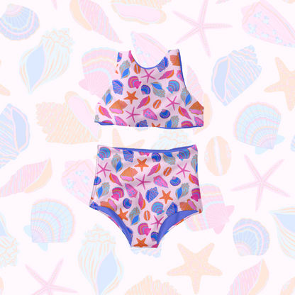 Bright neon seashells