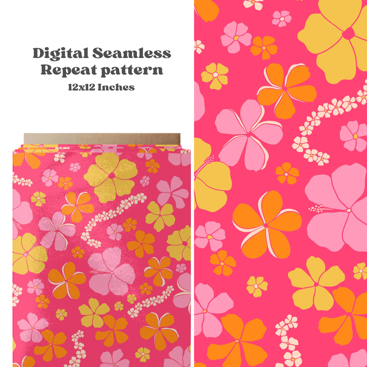 Bright Pink Hawaiian floral