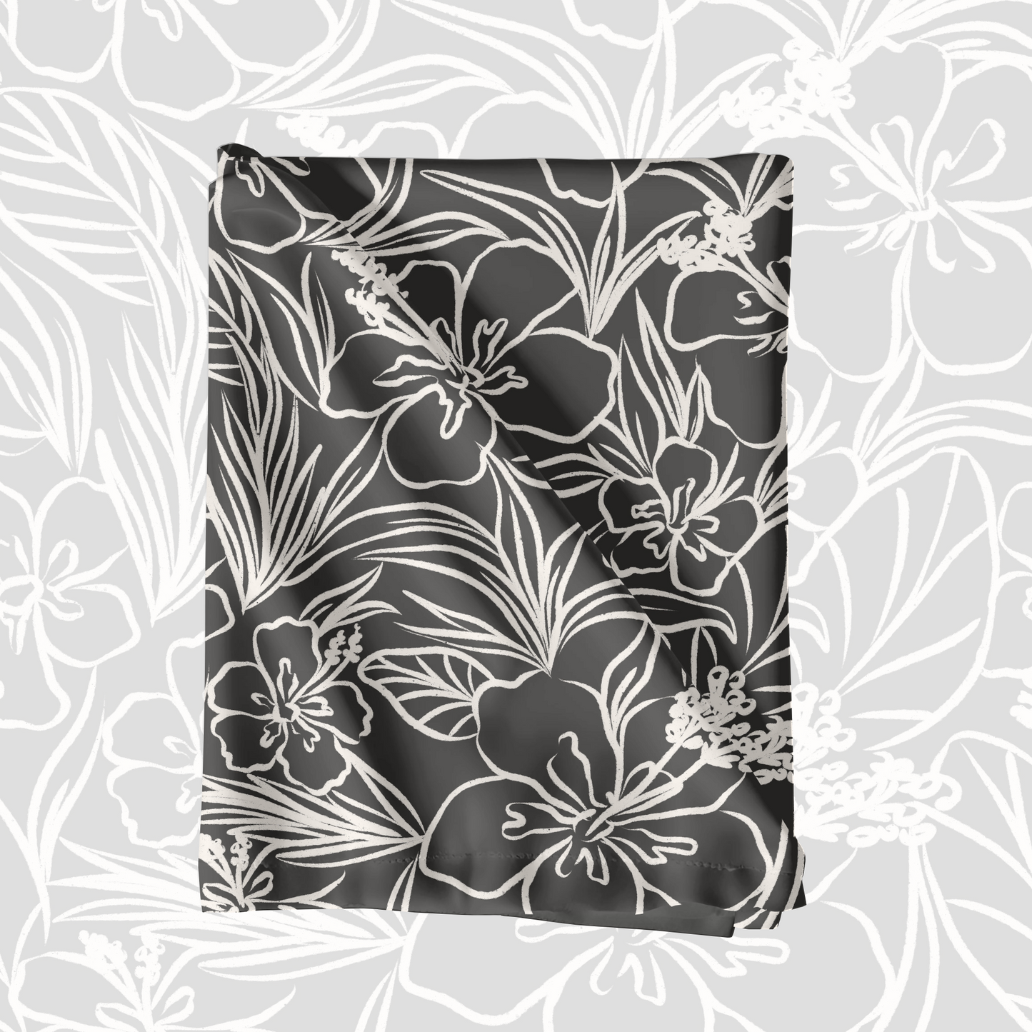 Black Hibiscus Floral Pattern