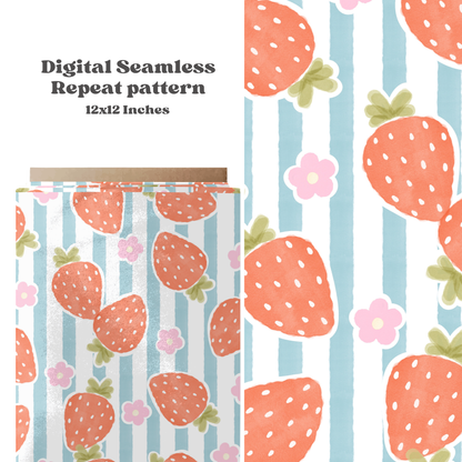 Watercolor Strawberry Stripe