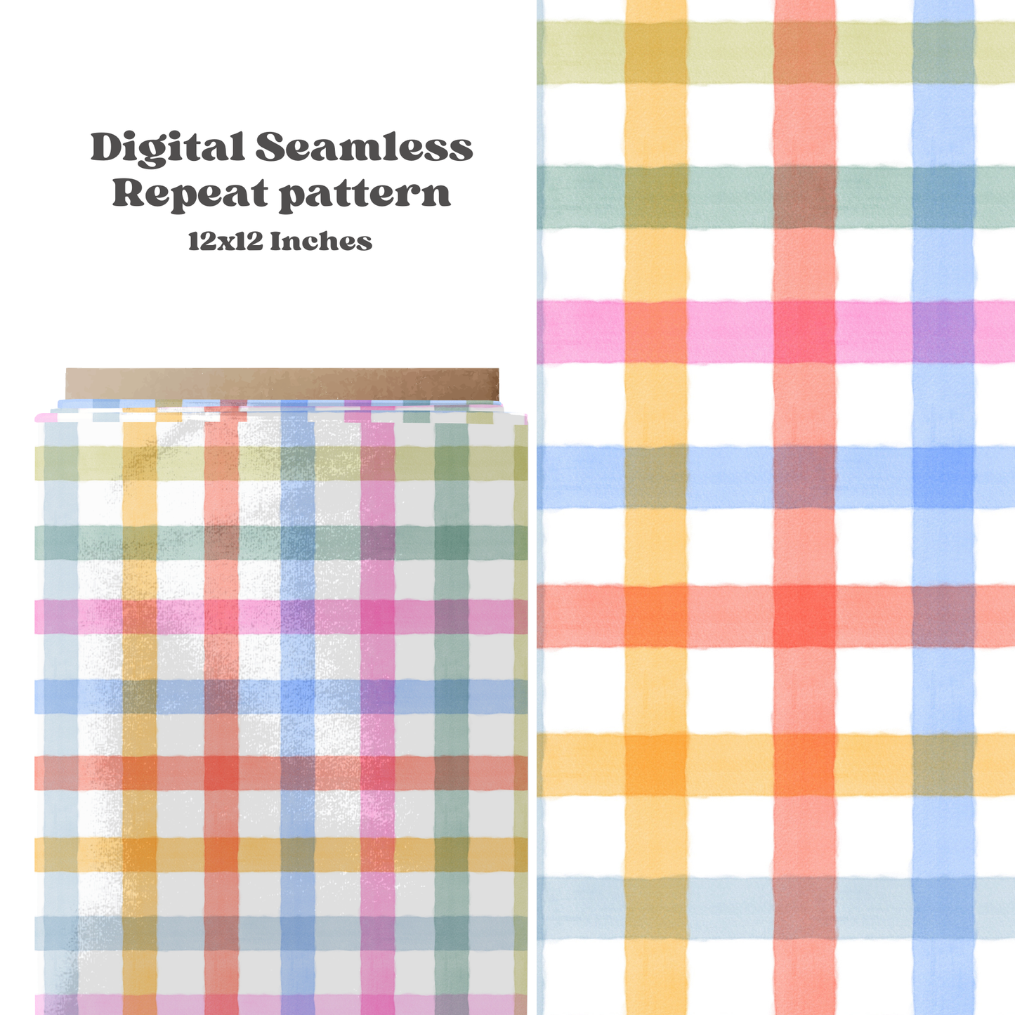 Watercolor Rainbow Gingham