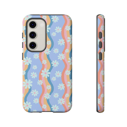 Blue Wavy Daisy Phone Case