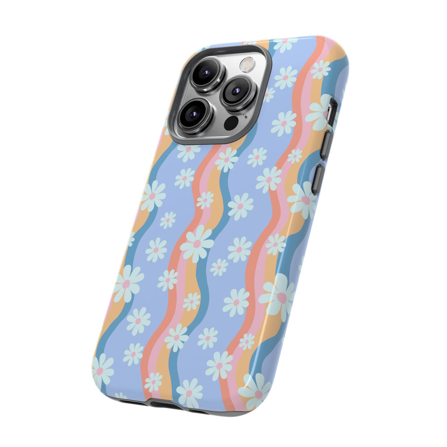 Blue Wavy Daisy Phone Case