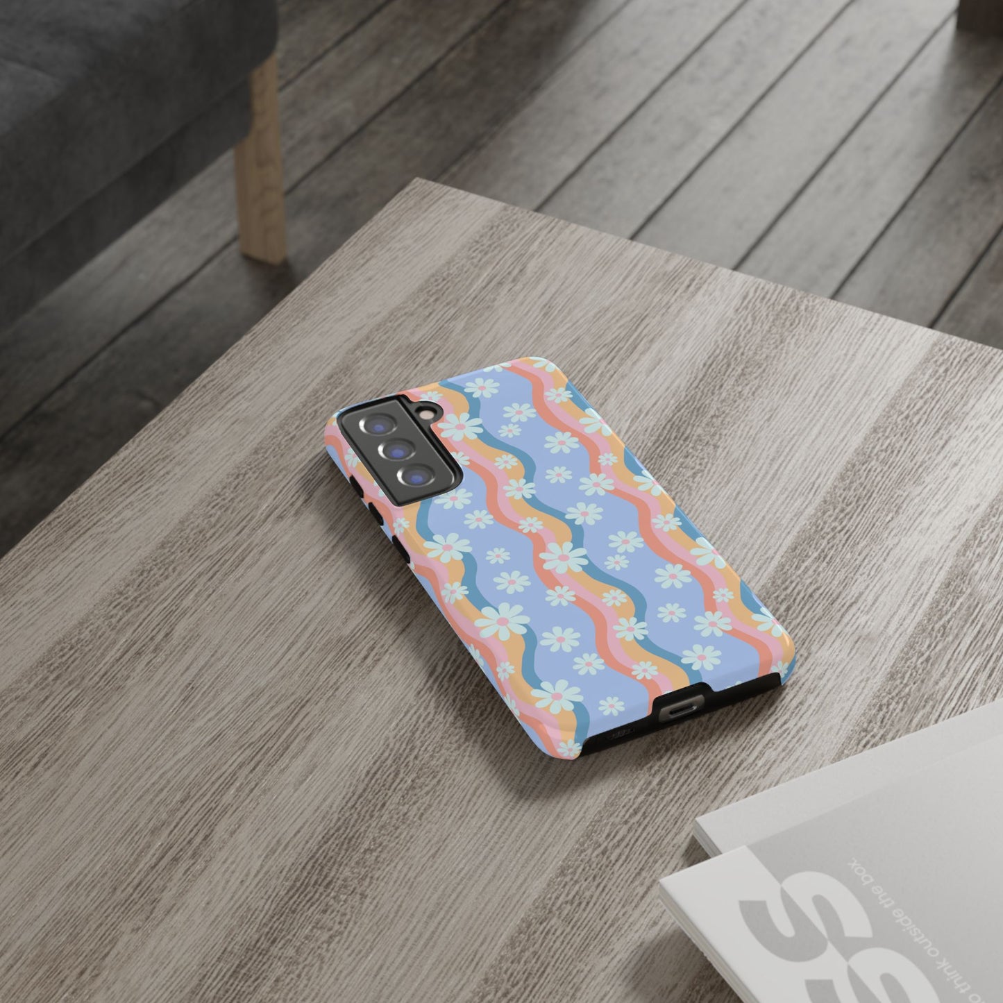 Blue Wavy Daisy Phone Case