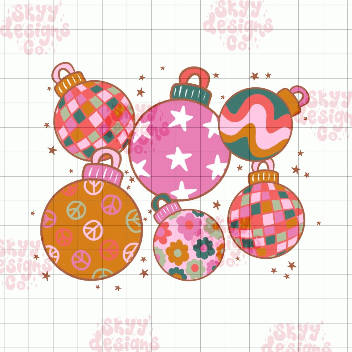 Trendy Christmas ornaments PNG