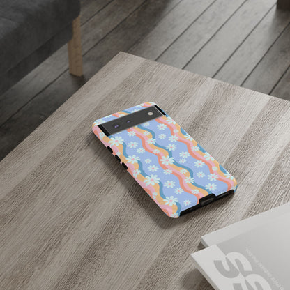 Blue Wavy Daisy Phone Case