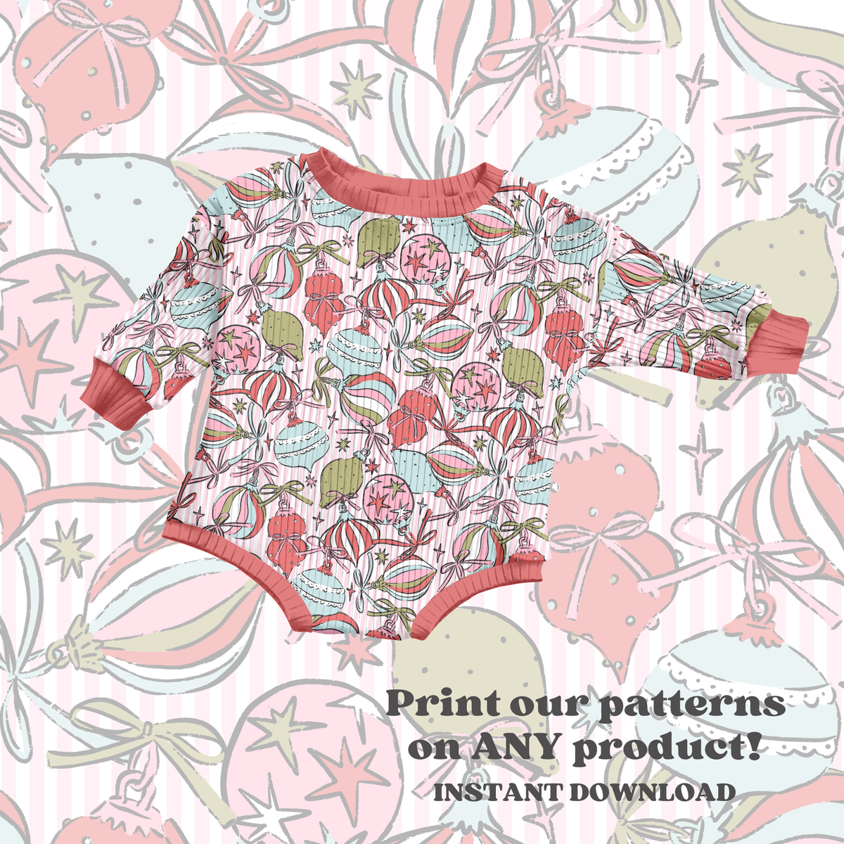 Bright Festive Ornament Stripe