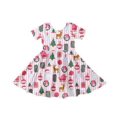 Preppy Christmas on Stripe Background