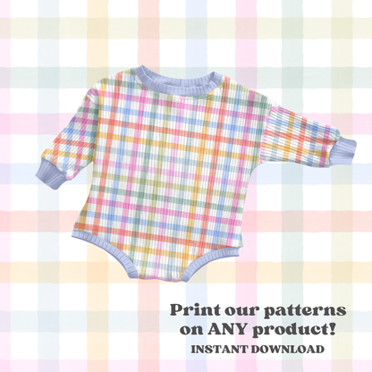 Watercolor Rainbow Gingham