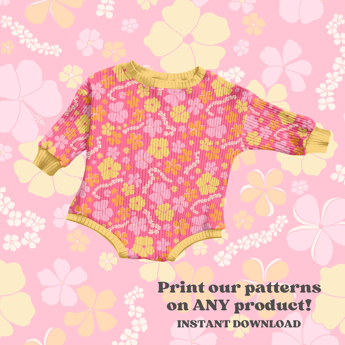 Bright Pink Hawaiian floral