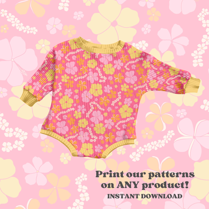 Bright Pink Hawaiian floral