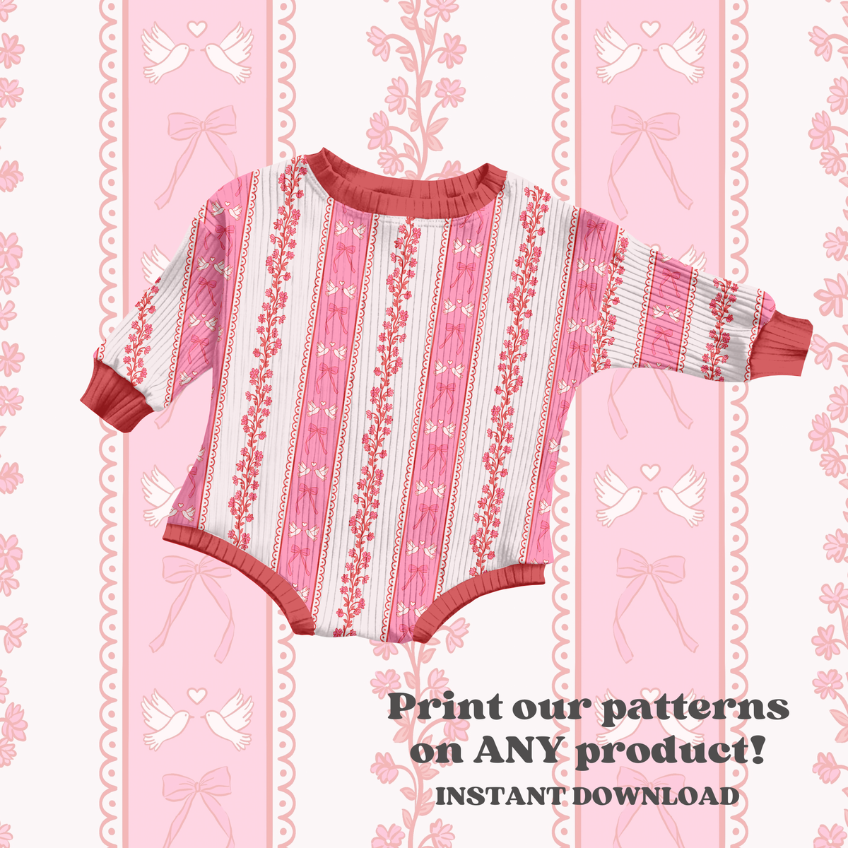 Valentine Floral Lace Stripe