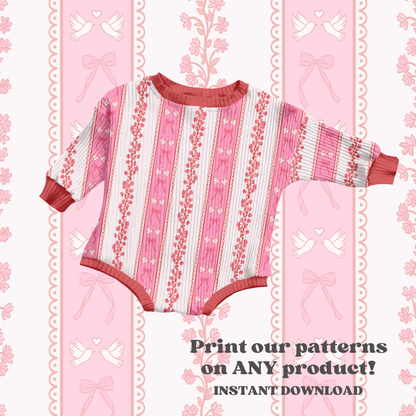 Valentine Floral Lace Stripe