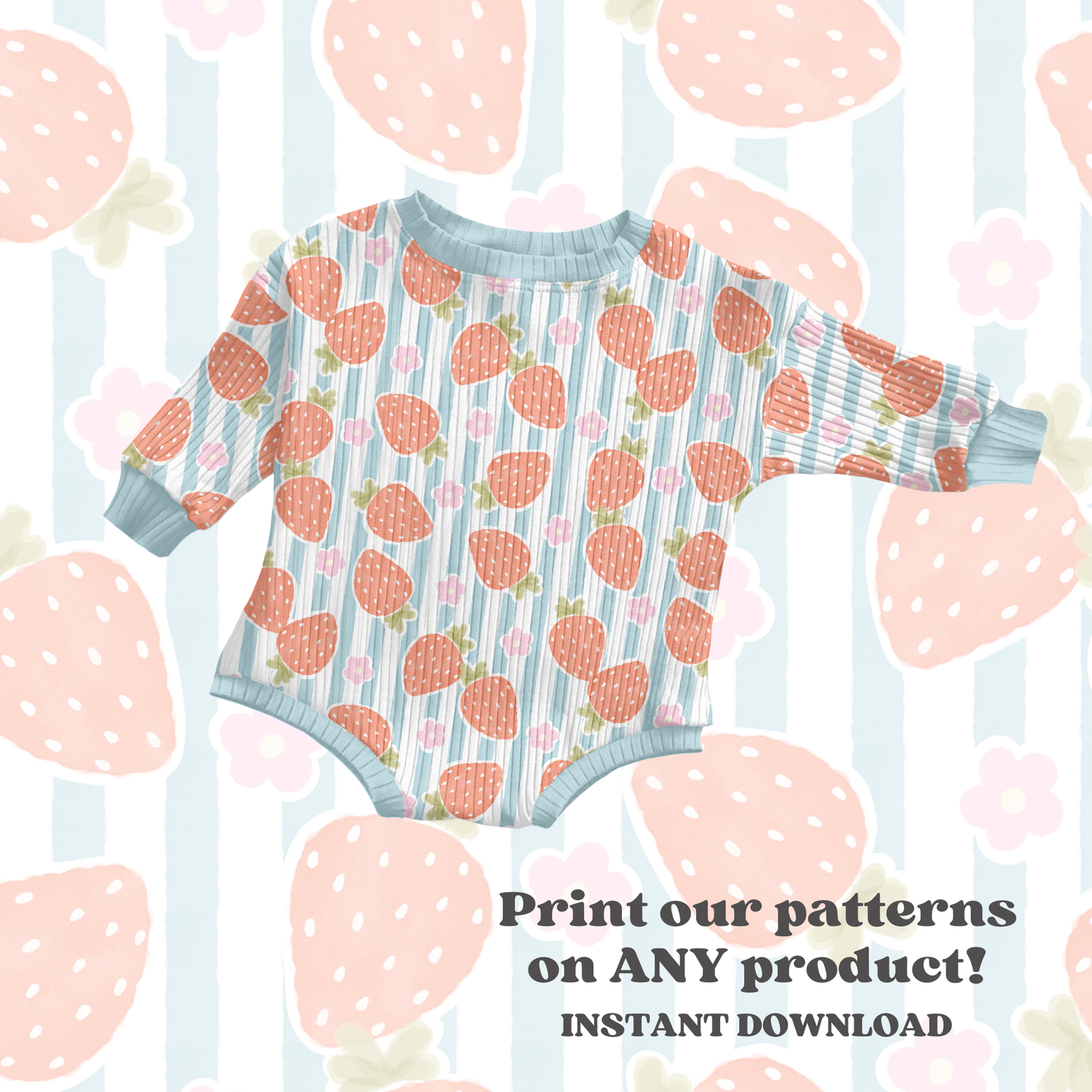 Watercolor Strawberry Stripe