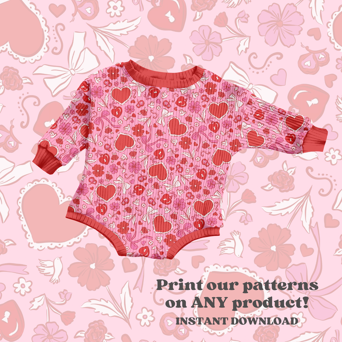 Preppy Valentine floral hearts