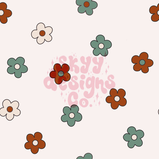 Minimal Christmas daisy seamless pattern