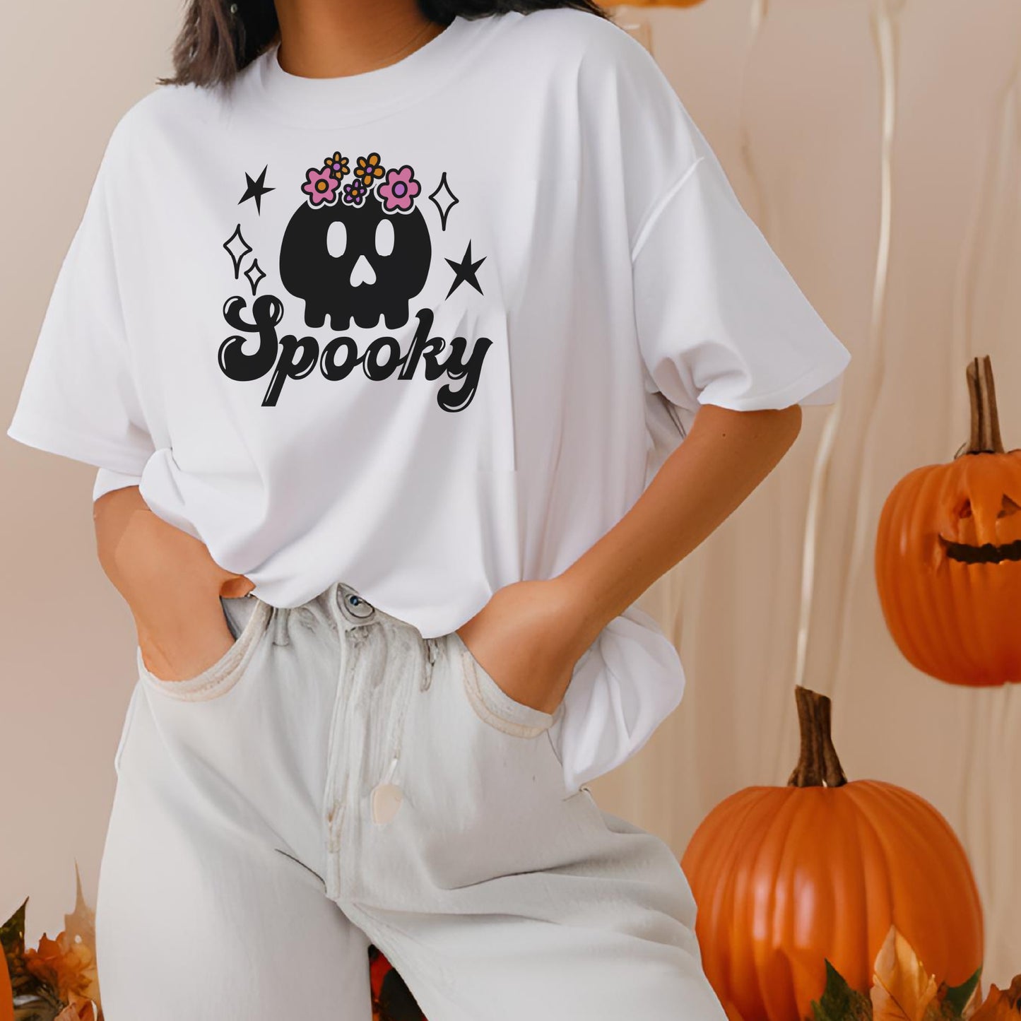 Trendy Halloween Skull PNG Design