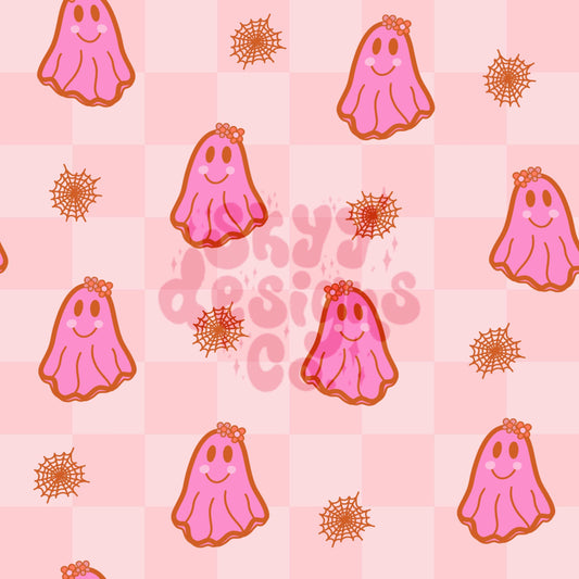 Girly retro ghosts seamless pattern