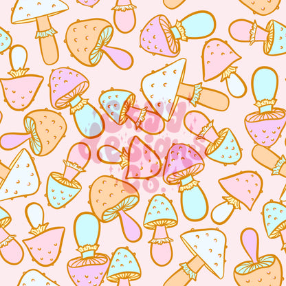 Pastel mushrooms seamless design