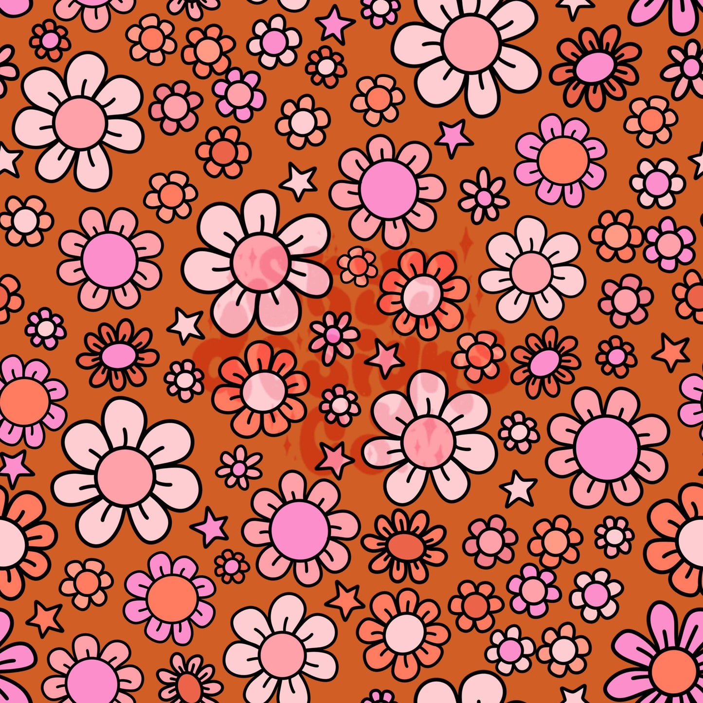 Retro fall floral seamless pattern