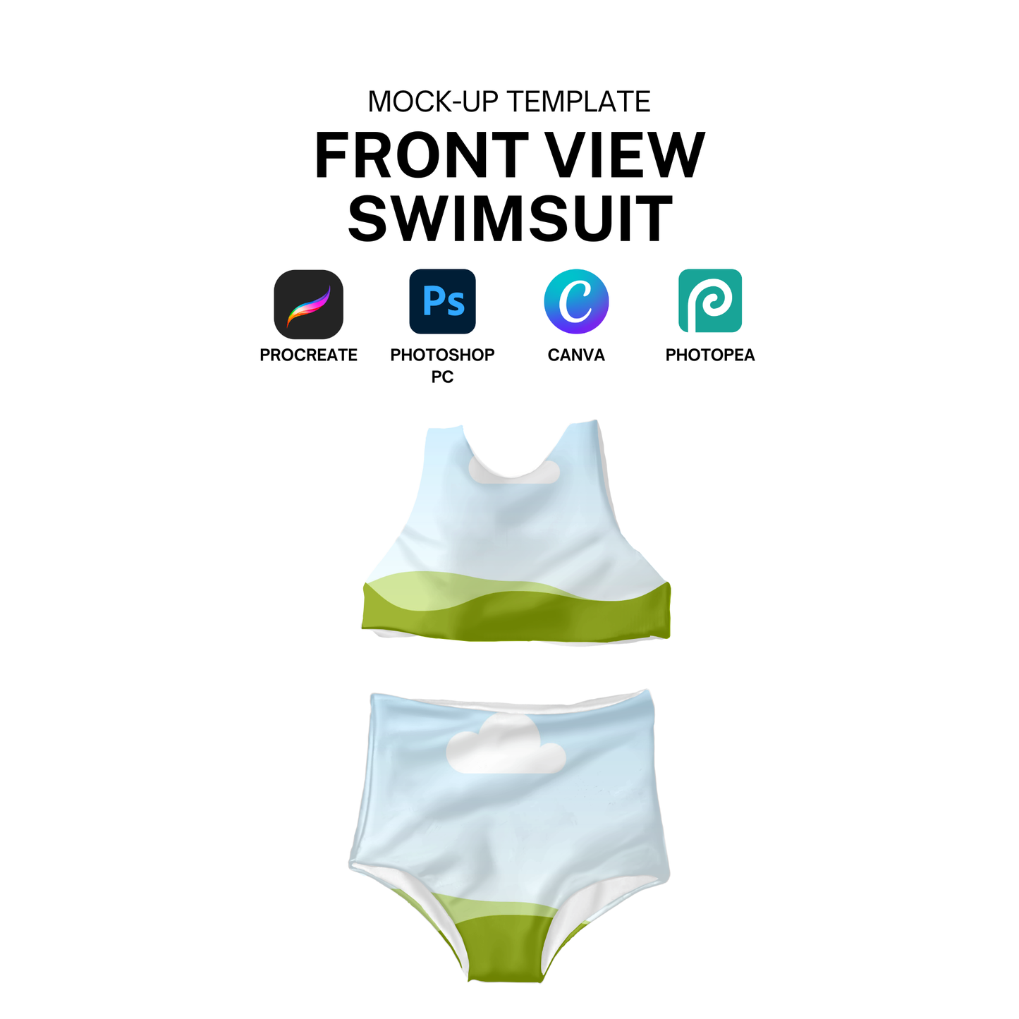 Two piece swimsuit mock-up template