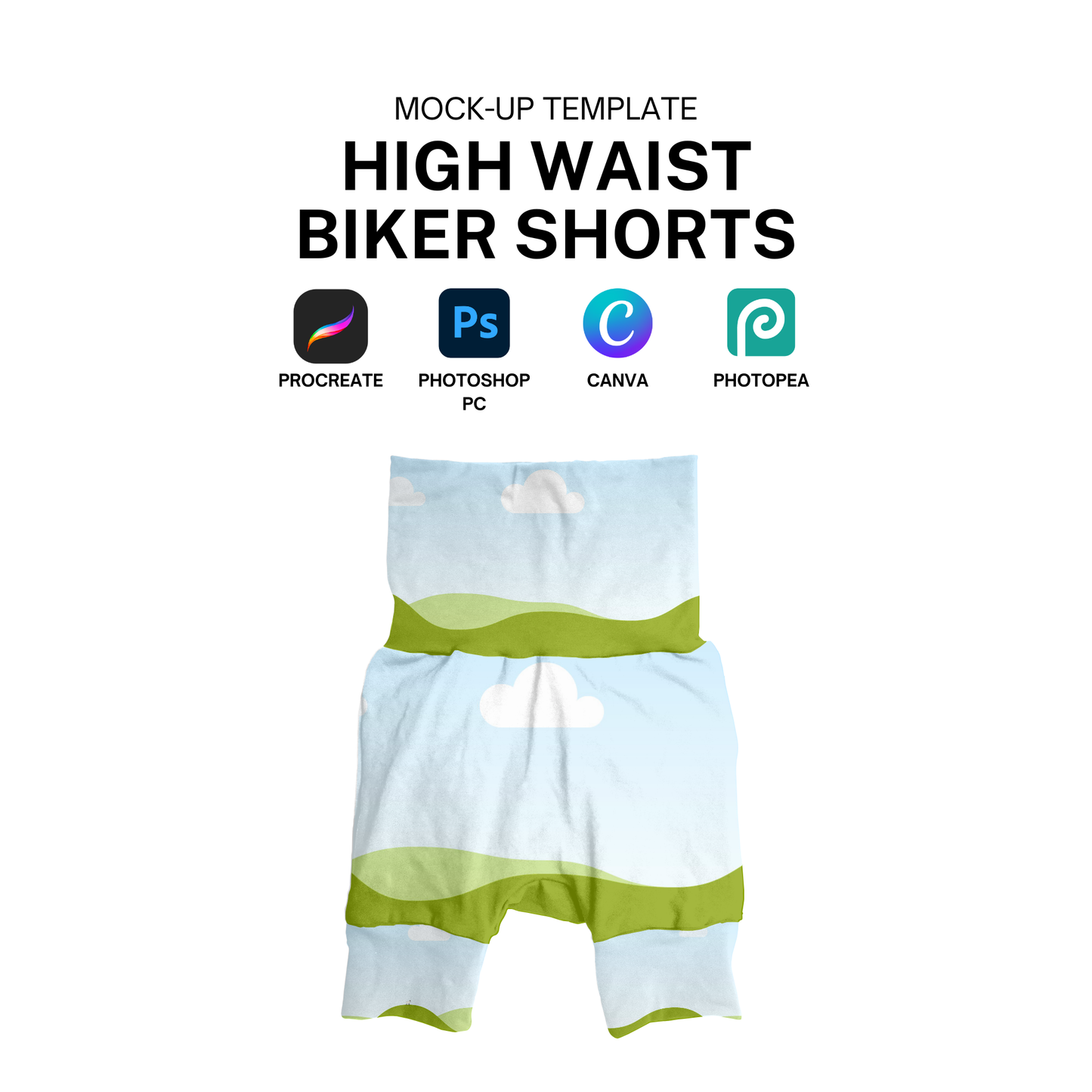 Kids waistband shorts mock-up template