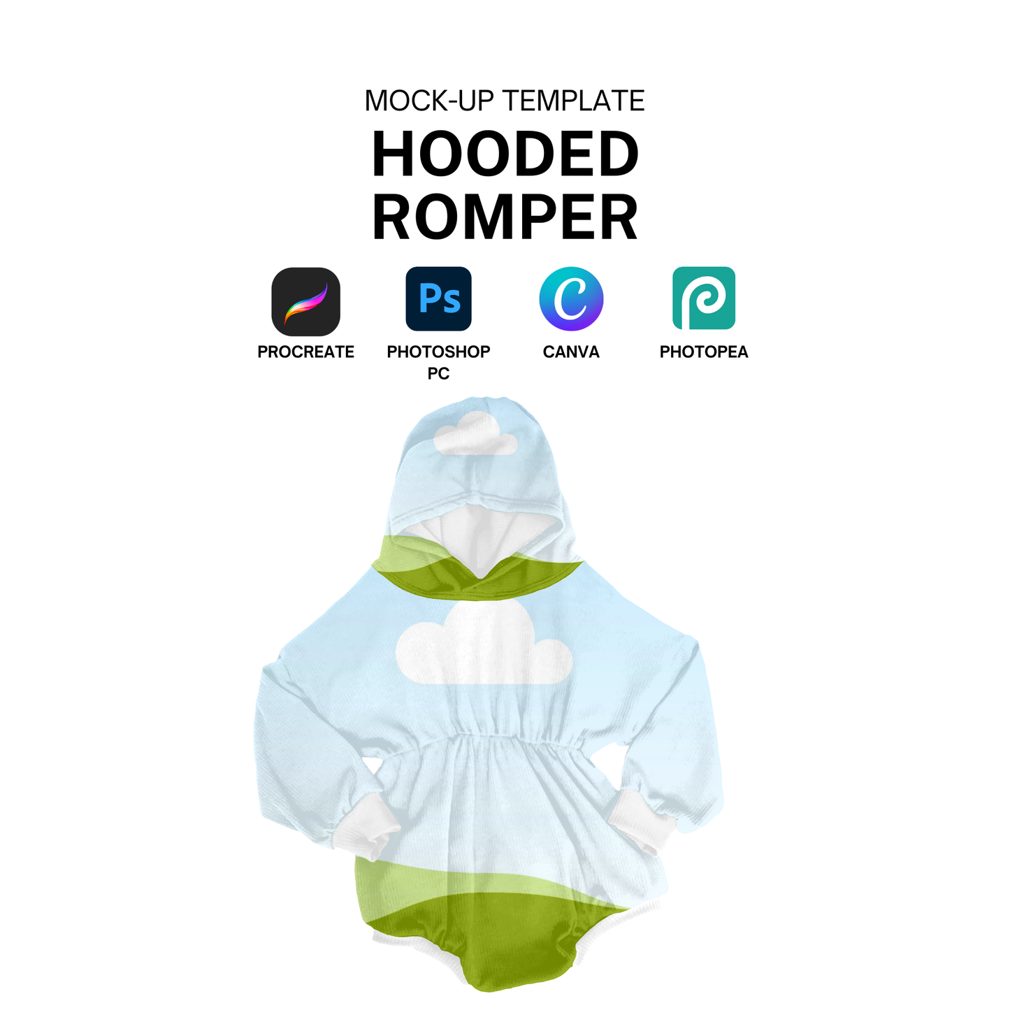 Hooded romper mock-up template