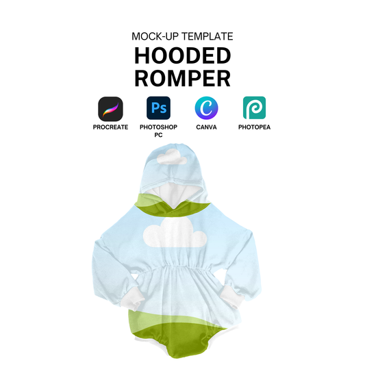Hooded romper mock-up template
