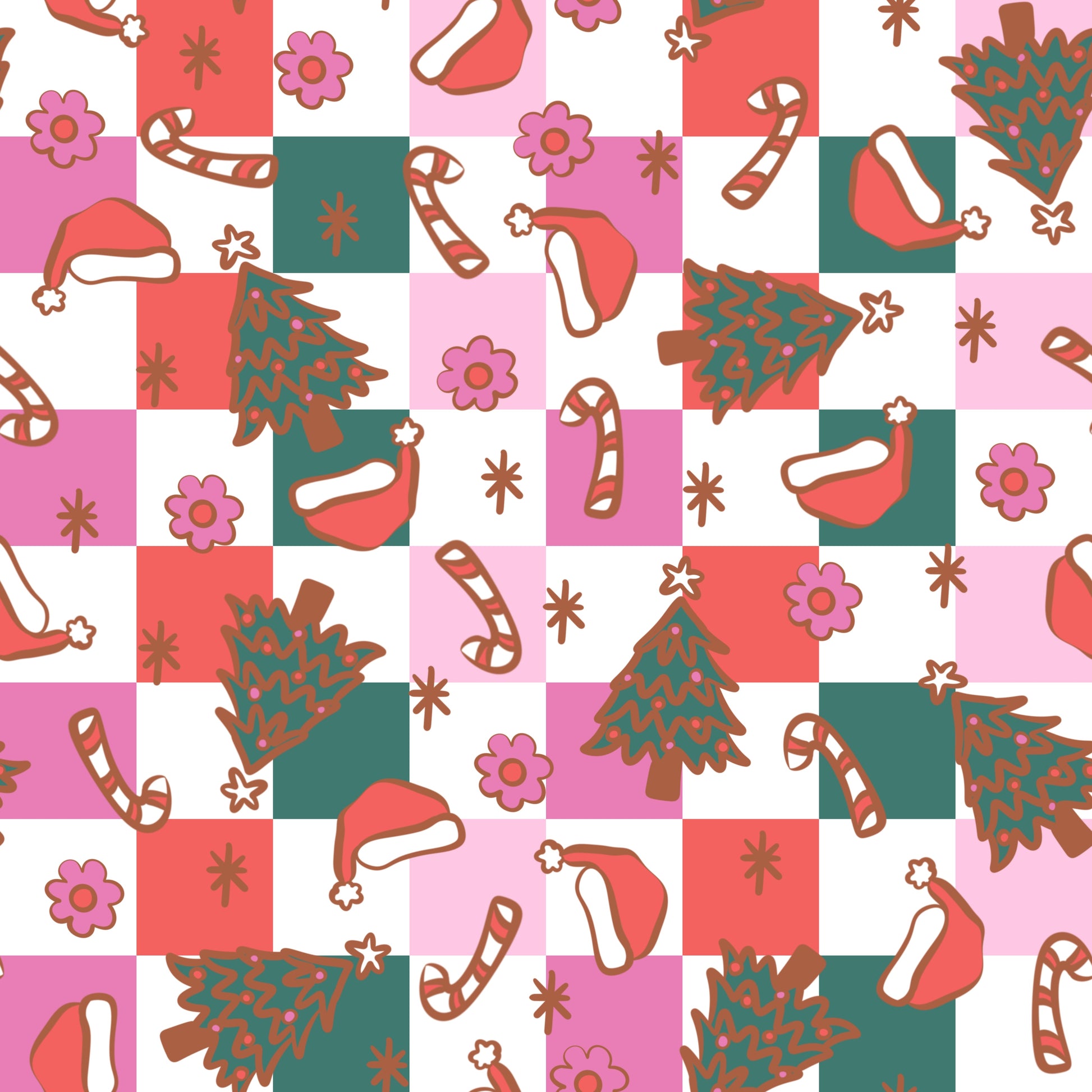 Trendy checkered Christmas seamless pattern SkyyDesignsCo
