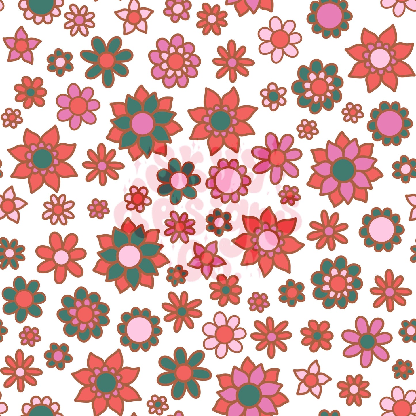 Retro Christmas floral seamless pattern SkyyDesignsCo