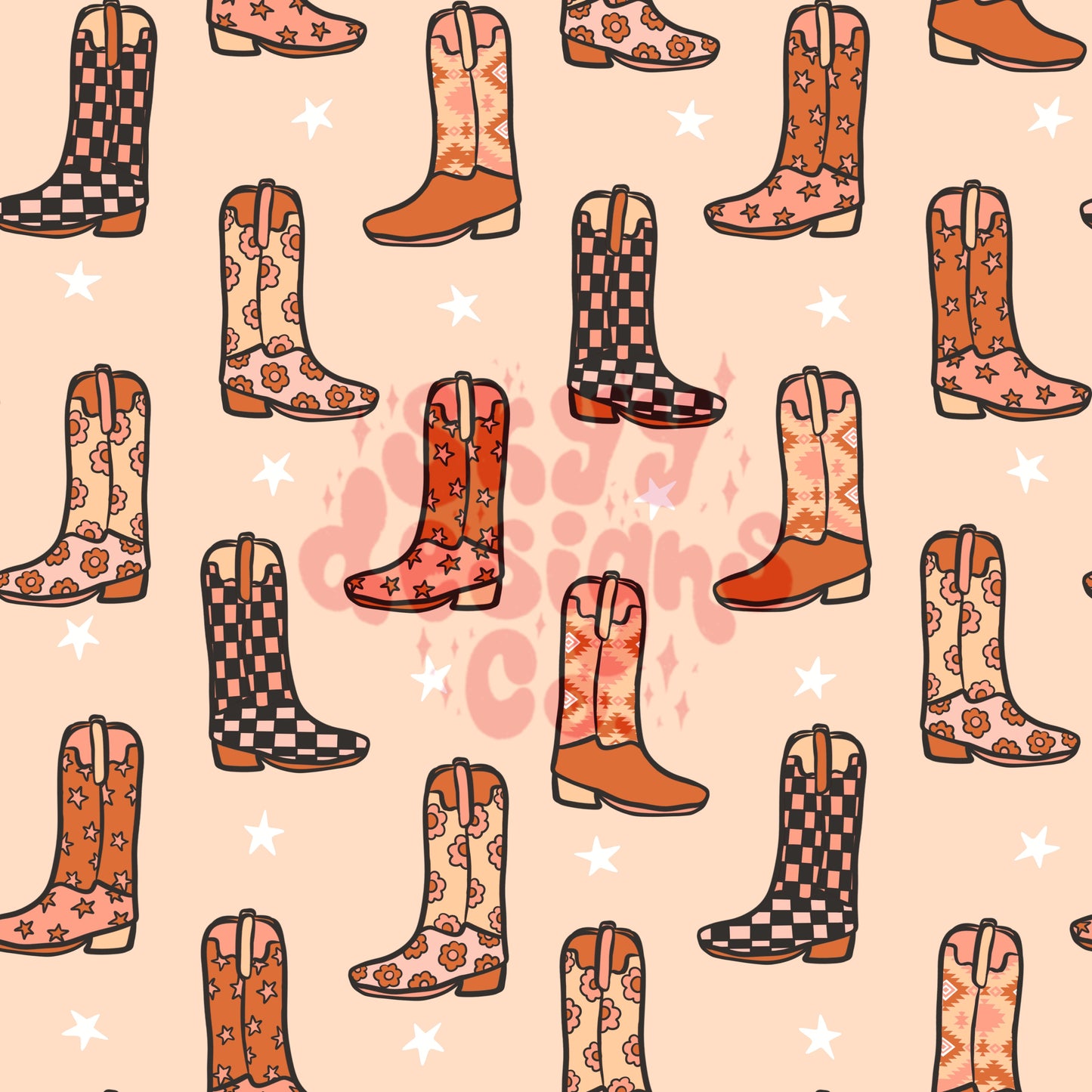 Western fall boots seamless pattern SkyyDesignsCo