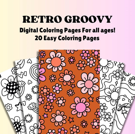 Retro Groovy Coloring Pages