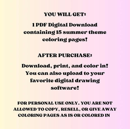 Summer Theme Coloring Pages