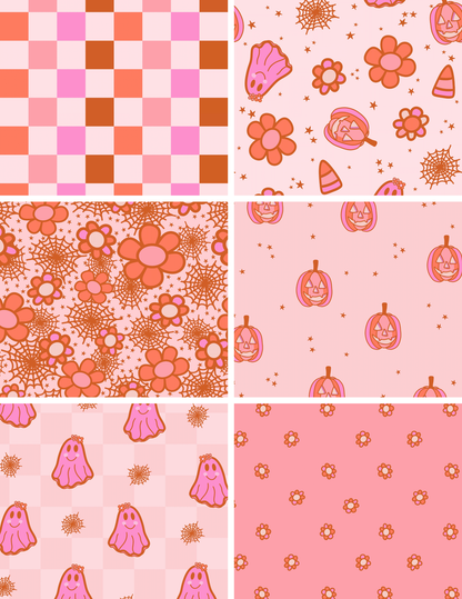 Pink Halloween seamless bundle