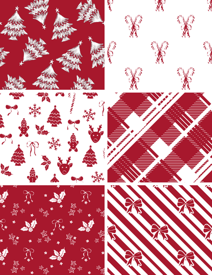 Boho Red Christmas Seamless Bundle