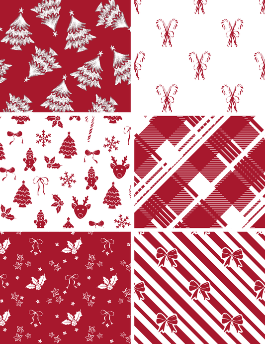 Boho Red Christmas Seamless Bundle