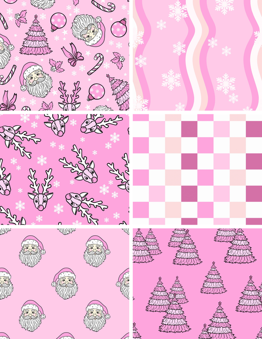 Pink Christmas Santa Seamless Bundle