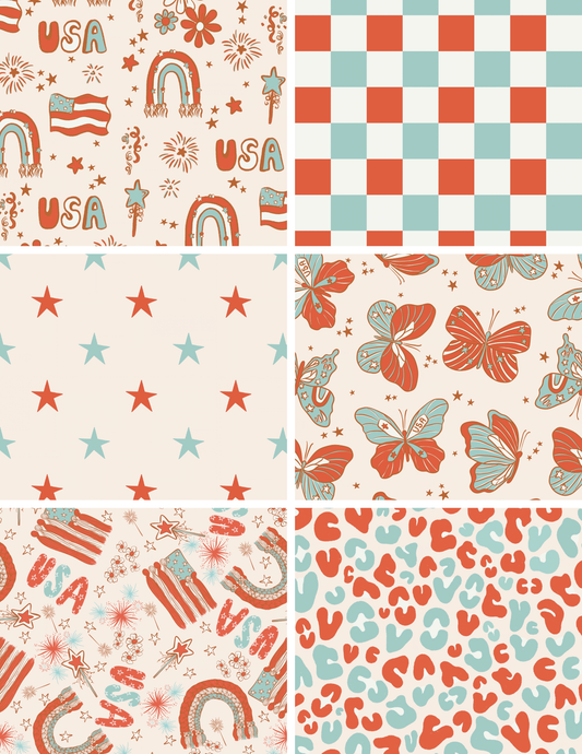 Muted Fourth Of July Seamless Pattern Bundle