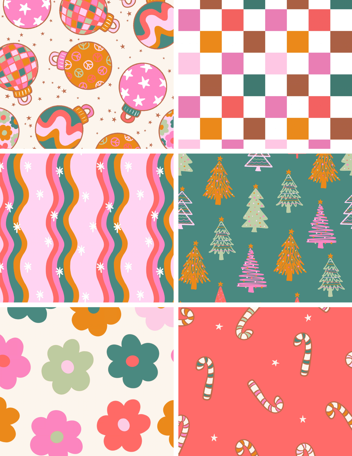Retro Christmas seamless pattern bundle