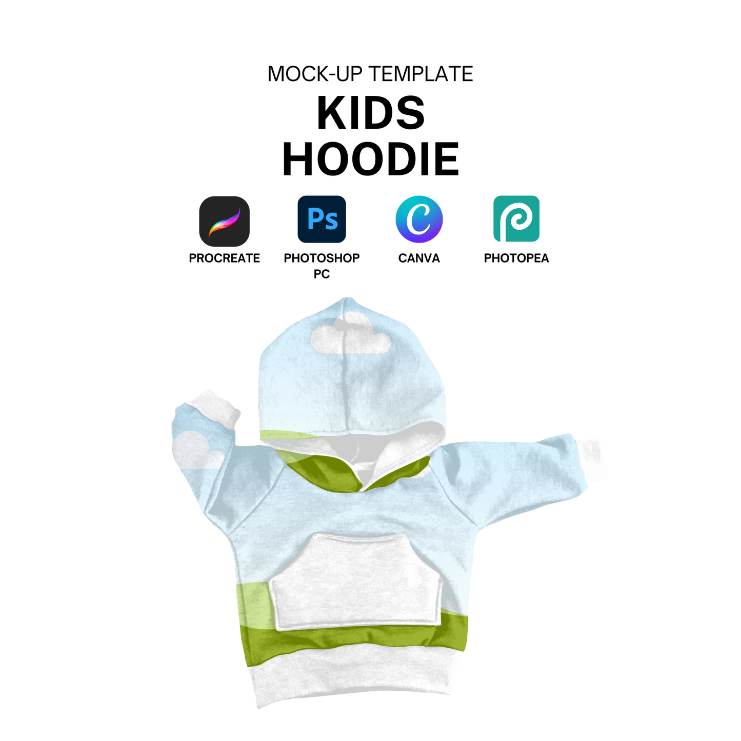 Kids hoodie mock-up template