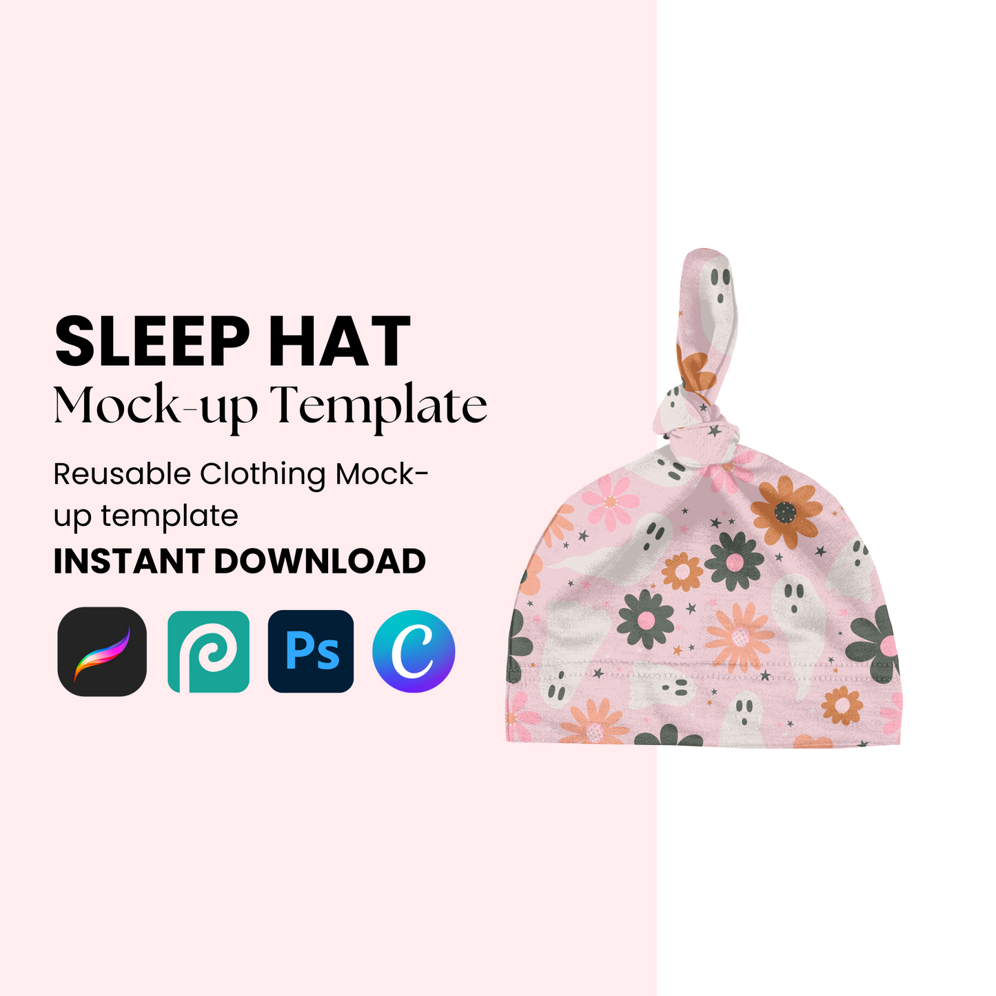 sleeper baby hat mock-up template