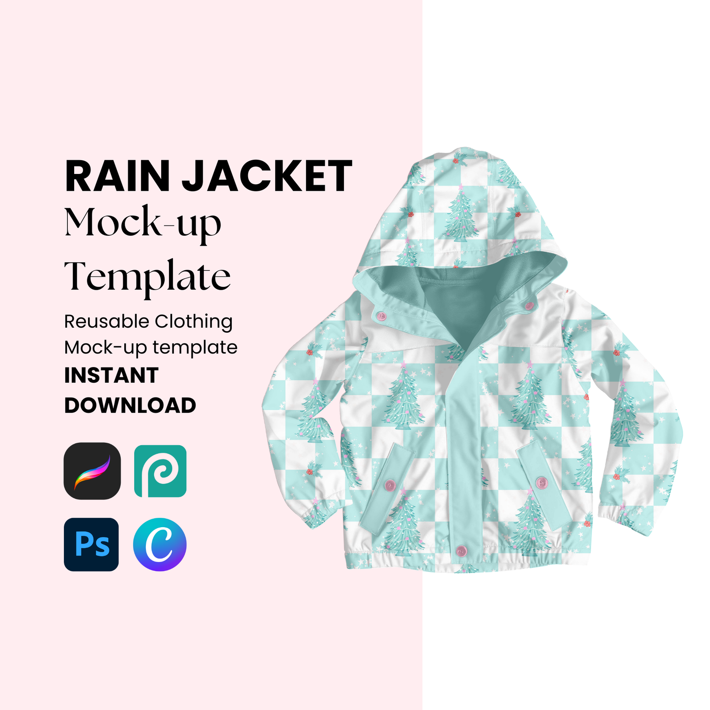 Rain Jacket Mock-up Template