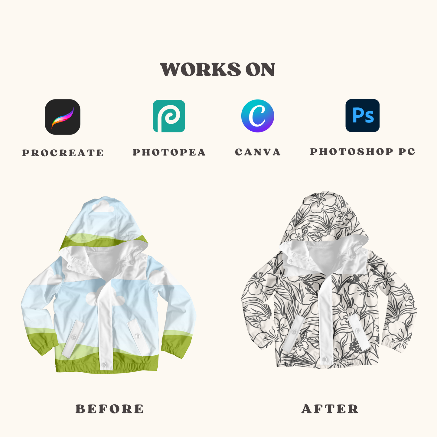 Rain Jacket Mock-up Template