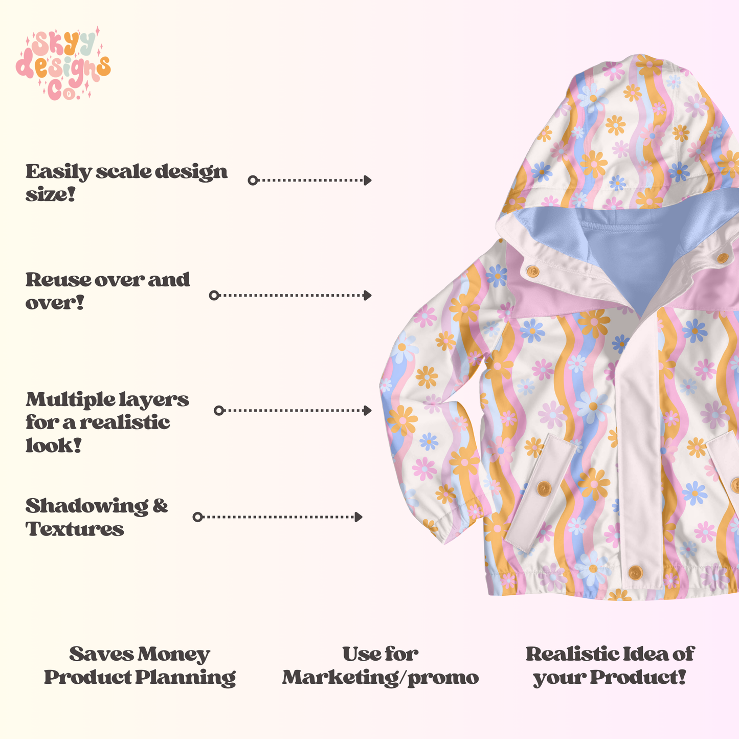 Rain Jacket Mock-up Template